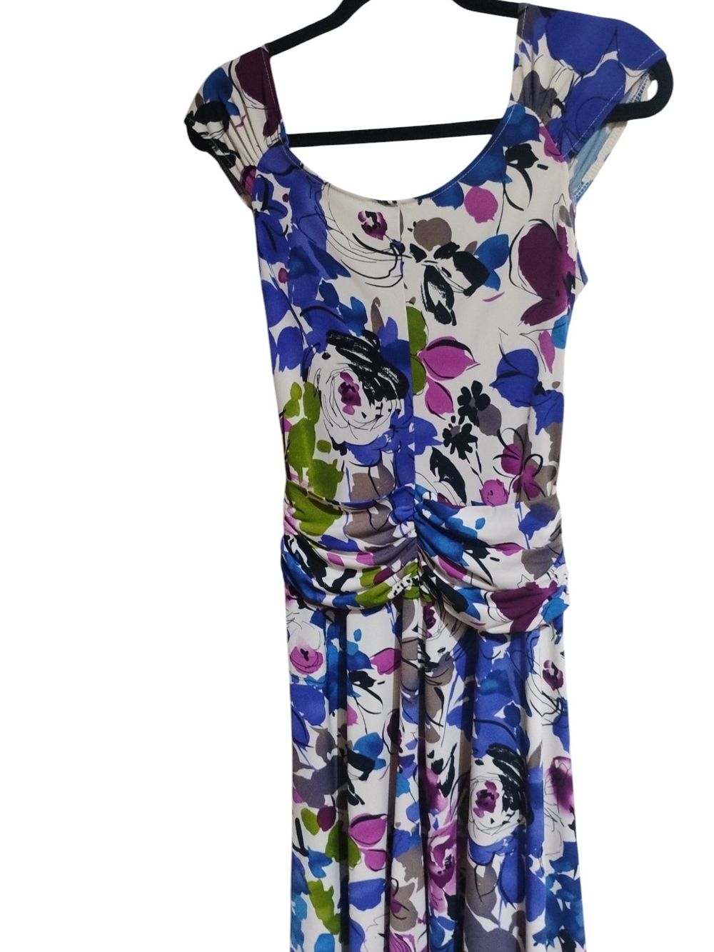London Times Floral Midi Dress in Blue, Purple, Green, & White SZ 8 - Picture 2 of 4